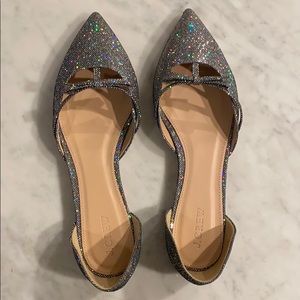 J crew Sloan glitter D’Orsay flats with mini bow